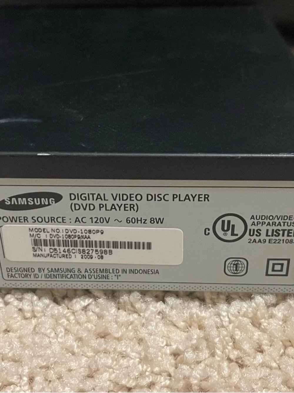 Samsung Black Digital Video Disc (DVD) Player